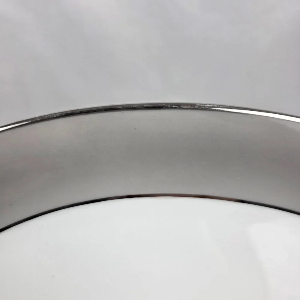 Sango Plantina Oval Serving Platter White with Gray Band & Platinum Trim